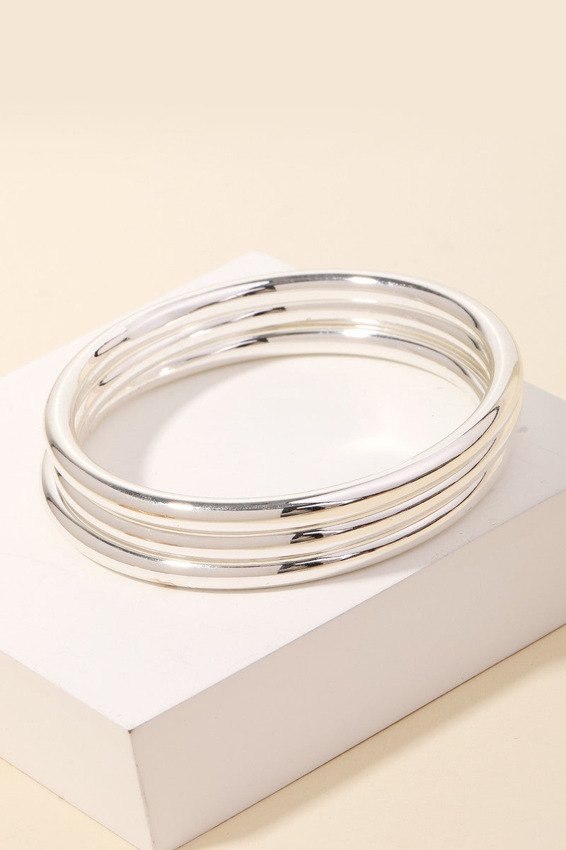 Brushed Triple Bangle Bracelets