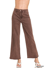 Load image into Gallery viewer, ACID WASHED FRAYED CUTOFF HEM STRAIGHT WIDE PANTS
