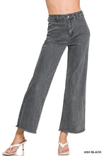 Load image into Gallery viewer, ACID WASHED FRAYED CUTOFF HEM STRAIGHT WIDE PANTS
