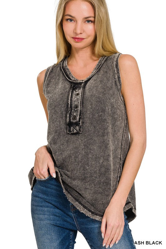 Henley Sleeveless Top