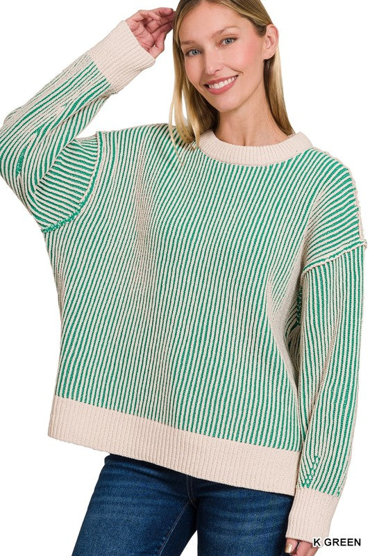 Two Toned Crewneck Sweater