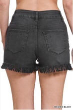 Load image into Gallery viewer, Mid Rise Raw Frayed Hem Washed Shorts
