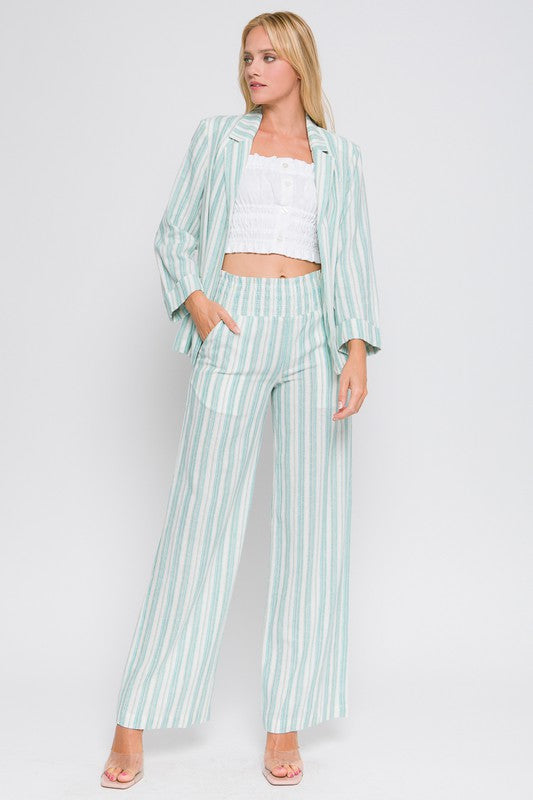 LOVE TREE Stripe Linen Womens Pants