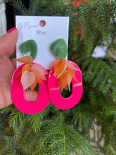 Load image into Gallery viewer, Oval Acrylic Floral Earrings
