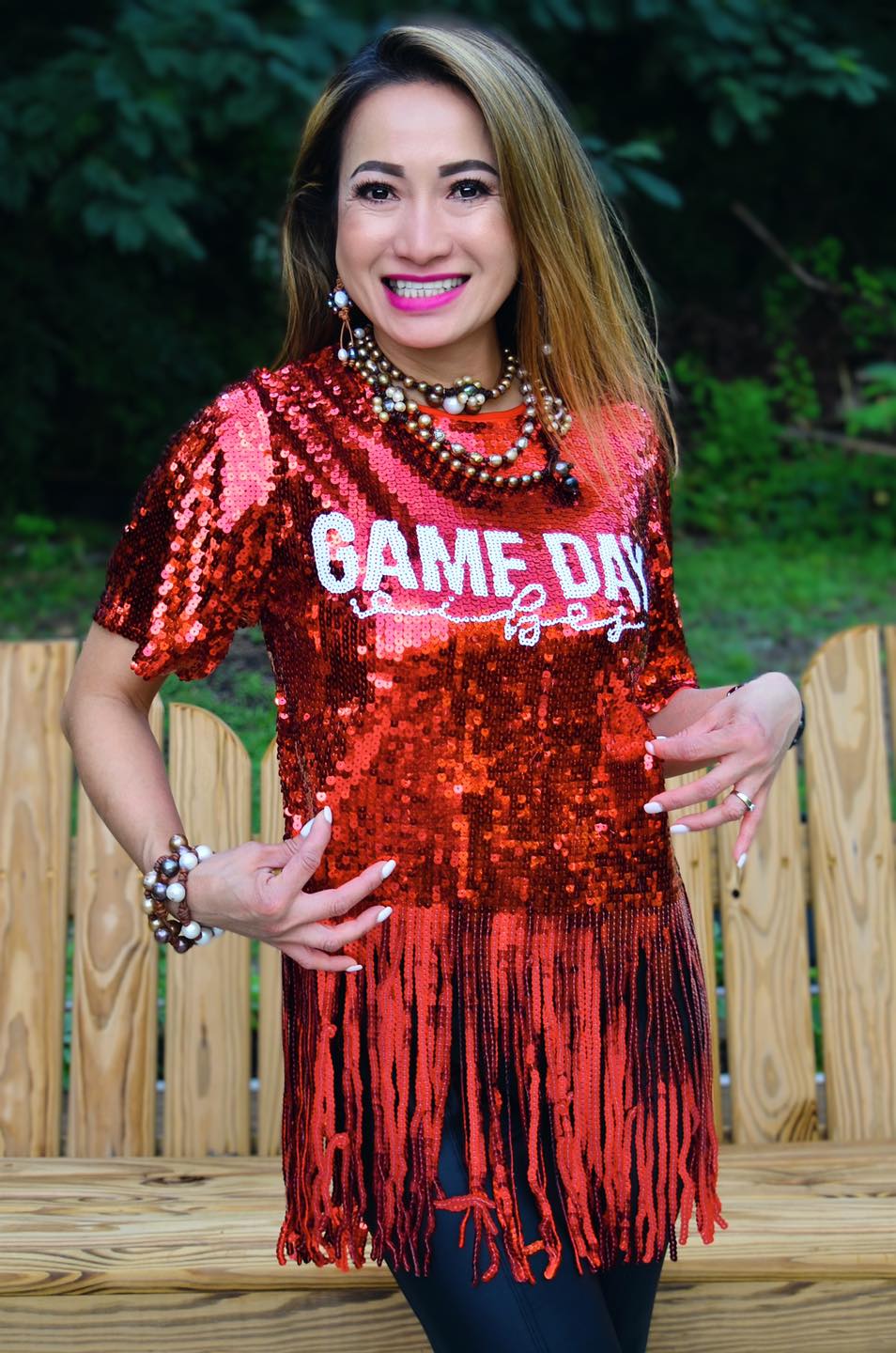 Game Day Fringe Sequin Top