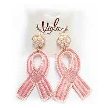 Load image into Gallery viewer, Breast Cancer Ribbon Earrings -  Post
