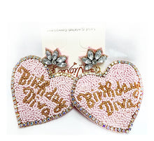 Load image into Gallery viewer, Beaded Birthday Diva Earrings - Post
