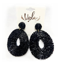 Load image into Gallery viewer, Viola Oval Beaded Earrings - Post
