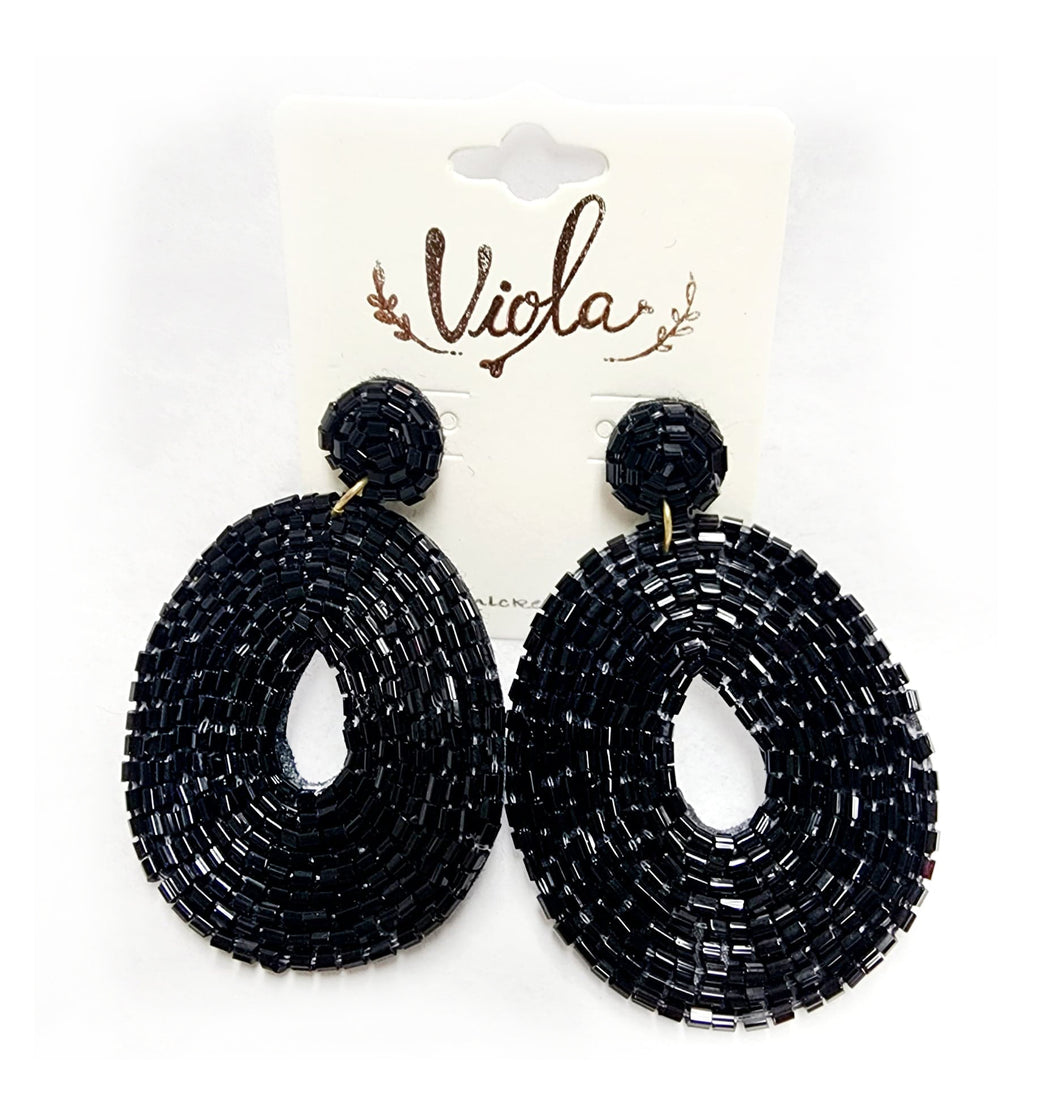 Viola Oval Beaded Earrings - Post