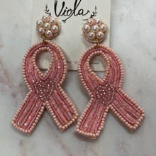 Load image into Gallery viewer, Breast Cancer Ribbon Earrings -  Post
