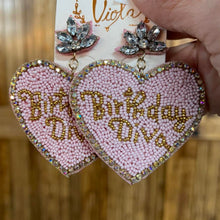 Load image into Gallery viewer, Beaded Birthday Diva Earrings - Post
