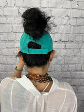 Load image into Gallery viewer, HC  Repurposed LV Leopard Cowhide Messy-Bun Hat
