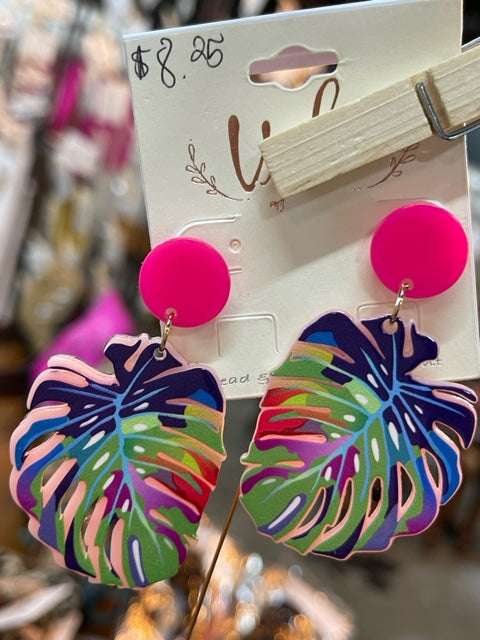 Painted Palm Earrings