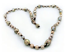 Load image into Gallery viewer, HC Freshwater Mix Pink/brown  Pearl and Leather Necklace
