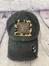 Load image into Gallery viewer, HC  Repurposed LV Leopard Cowhide Messy-Bun Hat
