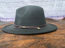 Load image into Gallery viewer, Felt Fedora With Leather Trim
