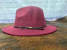 Load image into Gallery viewer, Felt Fedora With Leather Trim
