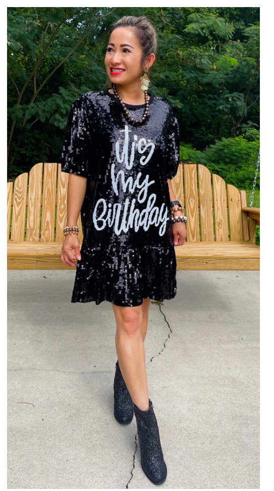 It's My Birthday Sequin Flounce Dress – Shop Hannah Closet