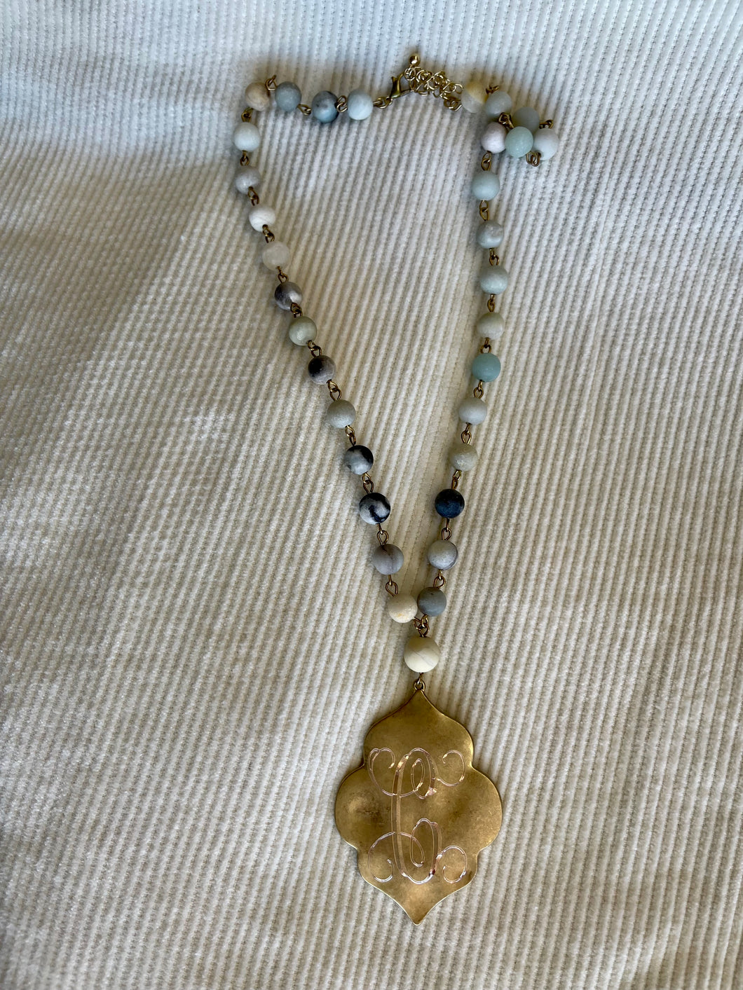 “Amazonite Stone“ Single Initial Necklace